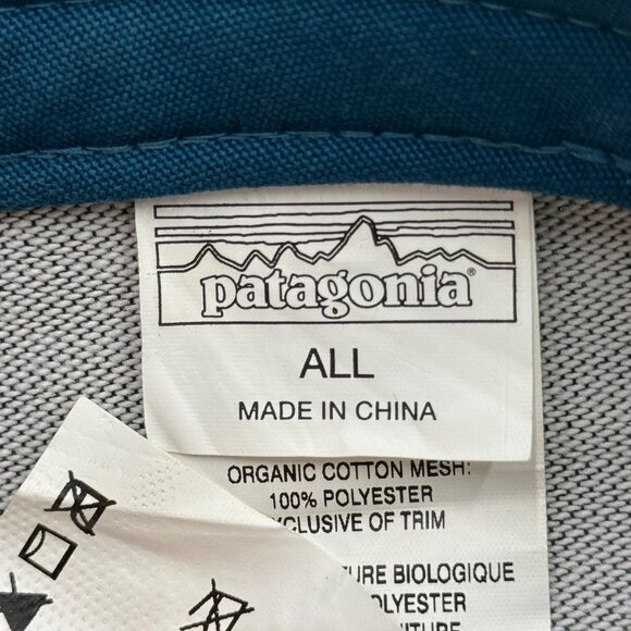 PATAGONIA Mesh Trucker Hat Mens One Size Trout Blue Teal Snapback Adjustable Cap - Picture 8 of 10
